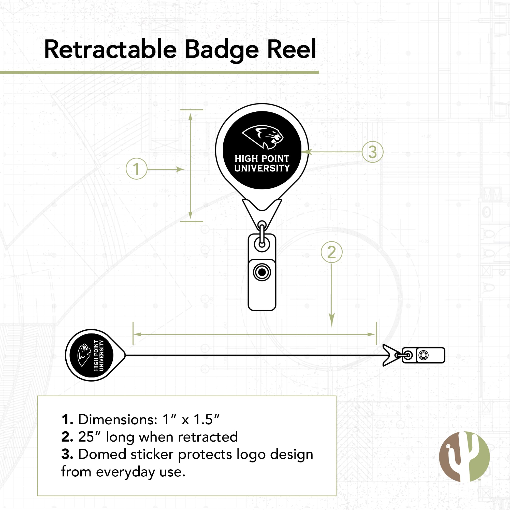 Desert Cactus Hill College Retractable Badge Holder Rebels ID Reel with Ticket Clip for Lanyard, Work, School & Office Access