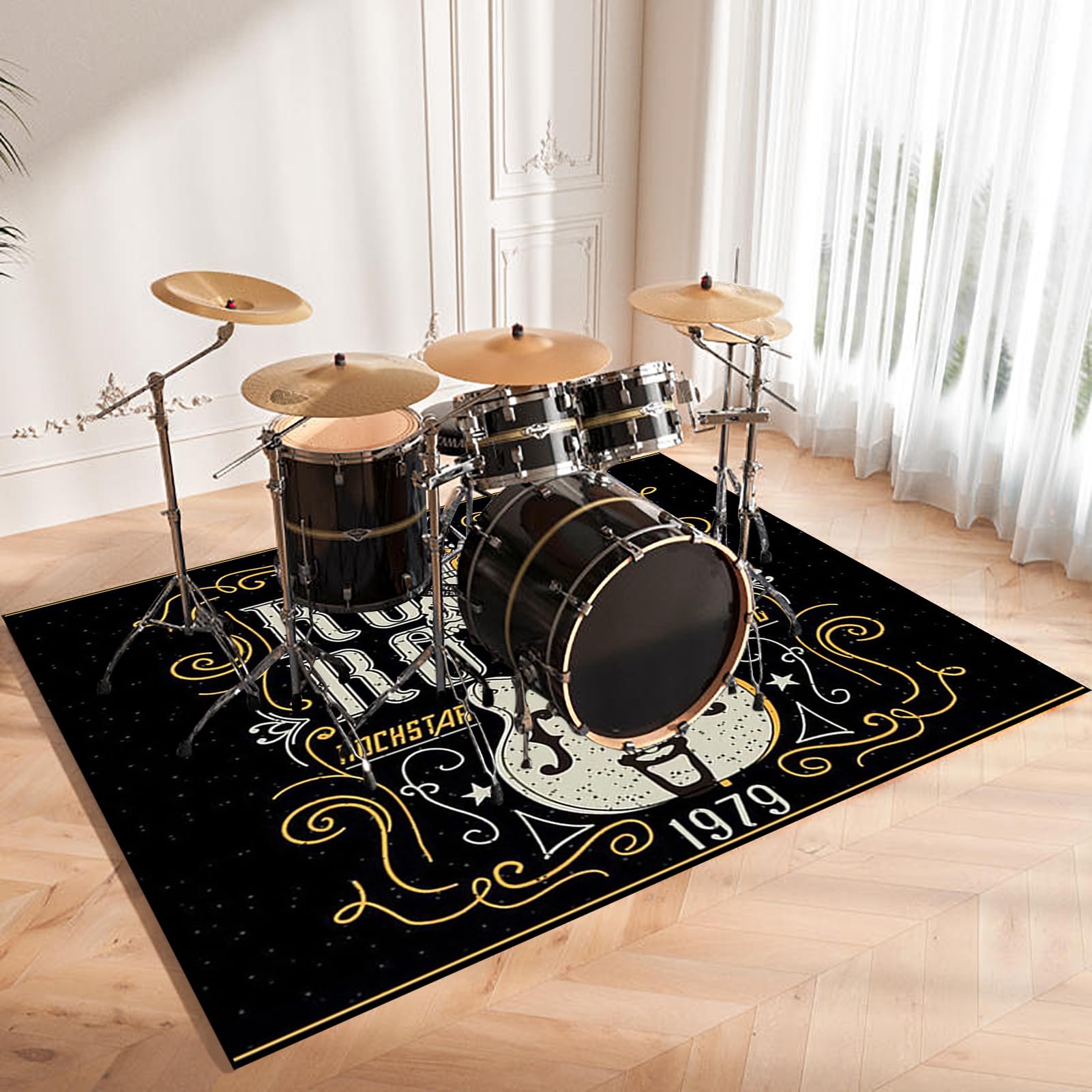 Tapis De Batterie Professionnel 120x80 Cm - Antidérapant Et Insonorisé - Pour Batterie Acoustique/Électronique