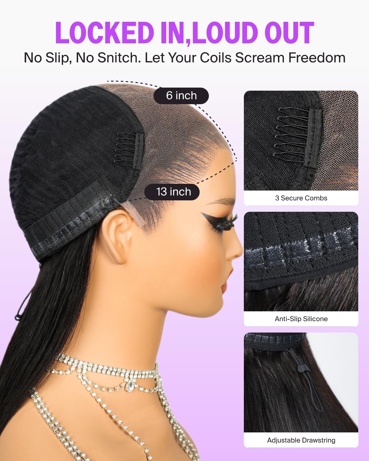 MEGALOOK 13x6 Lace Front Wig Human Hair Wear and Go Glueless Wig Human Hair Straight Human Hair Drawstring Wigs 12A Pre Plucked Pre-Bleached Pre-Cut Ear-To-Ear Frontal Wigs 22 Inch - Image 3