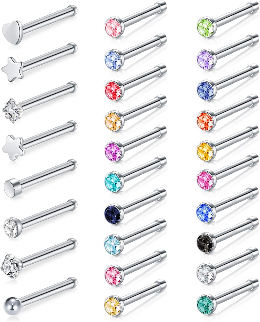 18G 20G 22G Nose Pin Bone Screws Studs Surgical Steel Body Piercing Jewelry for Women Men