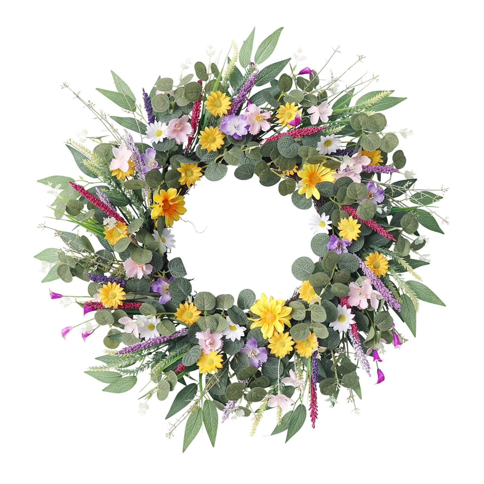 our fave Realistic Flower Wreath with Leaves for Garden Party Farmhouse Indoor Outdoor Decor Gerbera Wreath