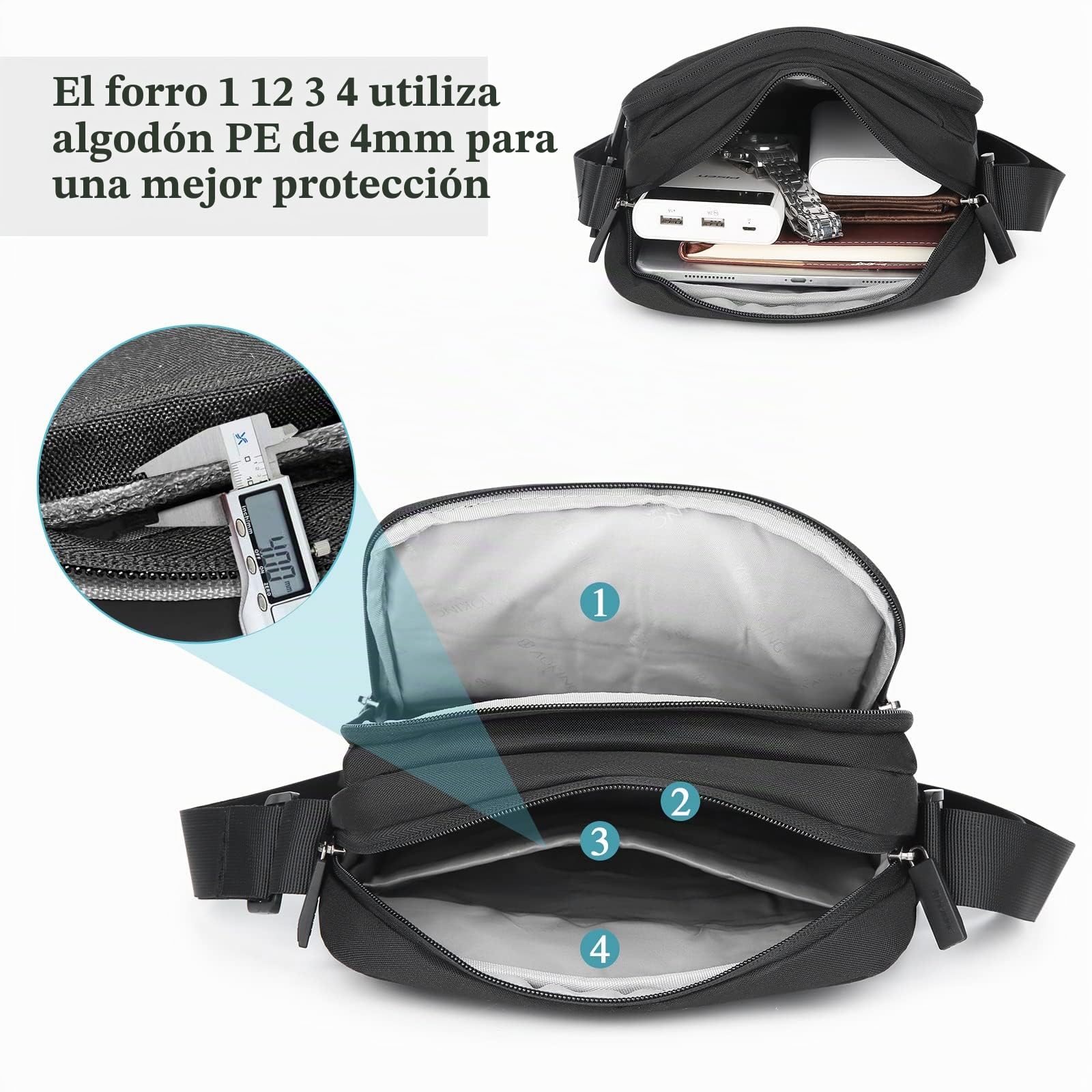 Bolso Bandolera para Tablet iPad de hasta 11 Pulgadas, Bolso de Hombro, Bolso Cruzado, Antirrobo, Resistente al Agua