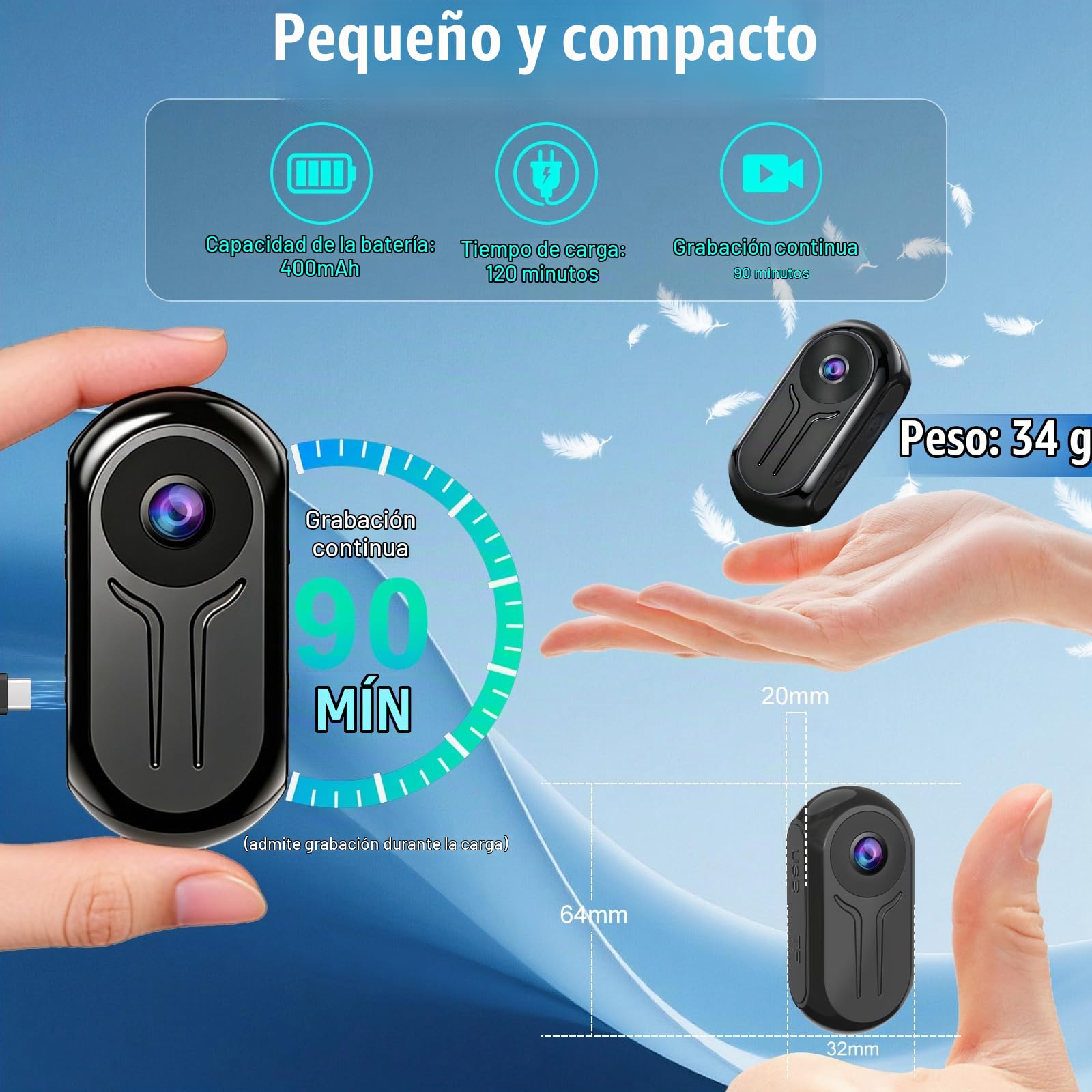 OBEST Mini Camara Deportiva WiFi Cámara Accion 2K 360 Cámara Casco Moto | Bodycam Magnética con Pantalla 0,85" Visión Nocturna, Vlog POV Camera Corporal Video Esquí Ciclismo Viaje, Negro