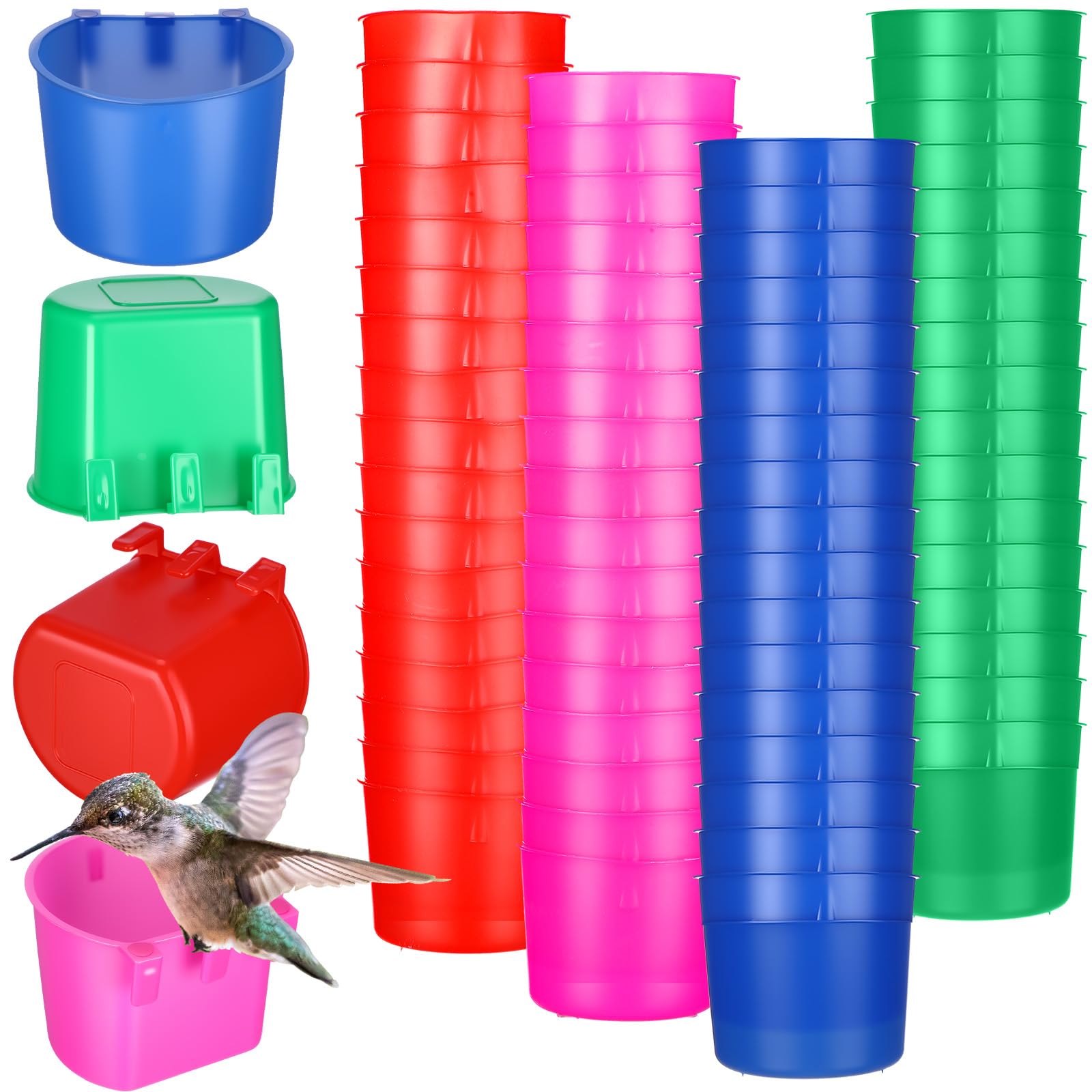 Ctosree 100 Pcs Cage Cups Chicken Feeder Cup 8 oz Hanging - feeding and watering supplies pet | Mubboo