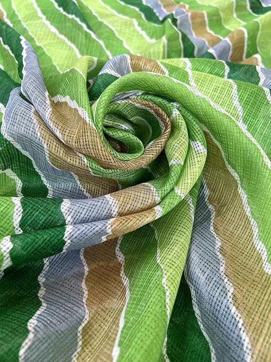 Image of Women's Cotton Blend Striped Print Dupatta with 2.20 Meters | Women's cotton printed dupatta with tassels