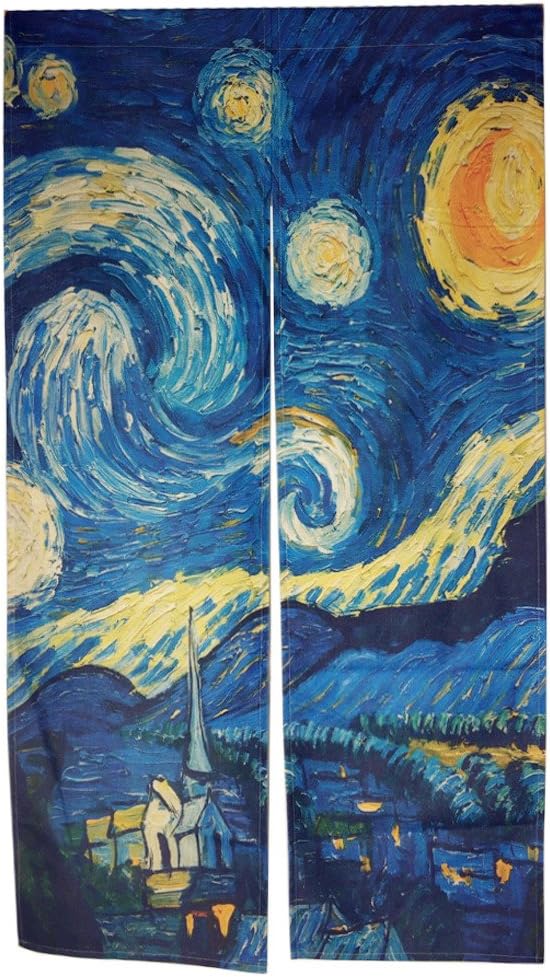 Doorway Noren Tapestry - The Starry Night Door Hanging Curtain for Fitting Room, Partition - Japanese Style