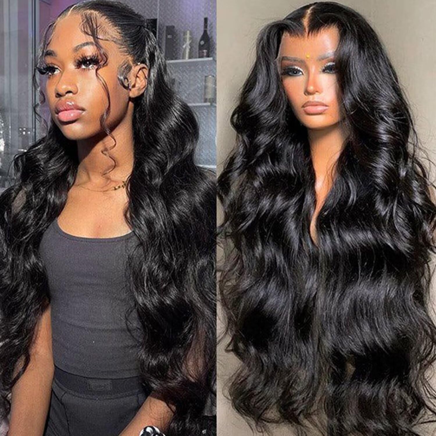 Lemoda New Comfortable 13x6 Full Lace Frontal Human Hair Wigs Body Wave 200% 13x6 HD Transparent Lace Front Wigs 24Inch Burmese Virgin Human Hair 24 Inch New 13