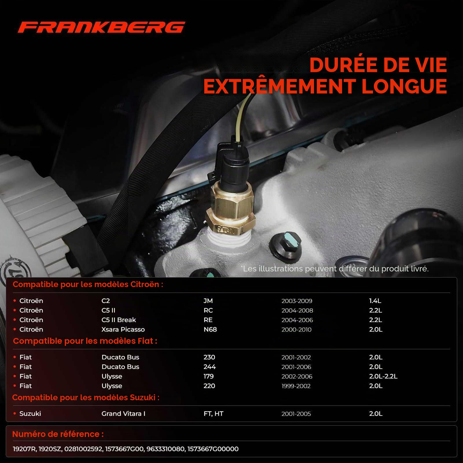 Frankberg Capteur de pression d'air, capteur de pression de réglage | 1573667G00000; Compatible avec: Bus Ducato 230, Berlingo/Berlingo Premier monospace GFK GJK MF, 306 7B N3 N5