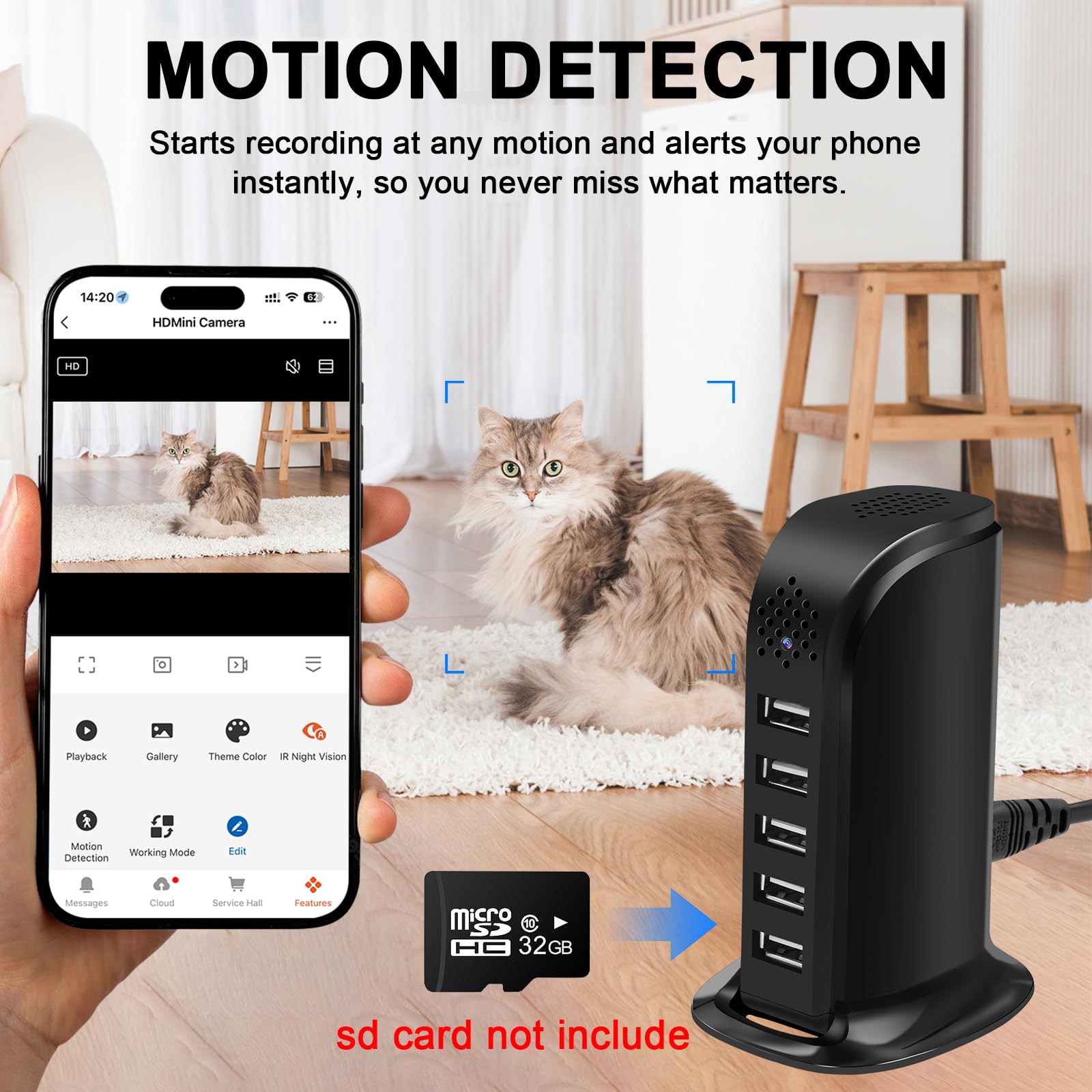 Ukryta kamera Wi-Fi 5G, 5-portowa ładowarka USB z ukrytą kamerą, mini kamera szpiegowska Wi-Fi HD 1080P, ukryta mini kamera WiFi USB z wykrywaniem ruchu i nagrywaniem w pętli