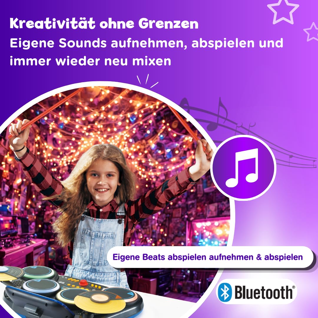 VTech Kidi DJ Drums – Elektronisches Schlagzeug mit Leuchteffekten