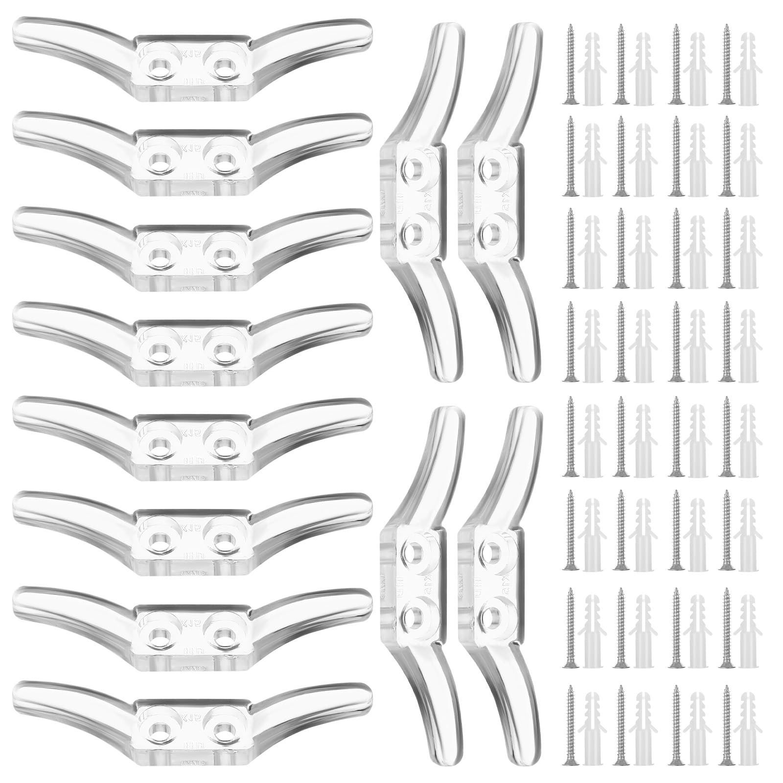 Ouligay 12 Pcs Clear Cord Cleats for Blinds, Window Blind Cord Winder Safety Cord Cleats with Screws Plastic Transparent for Home Office Window Curtains Sun Shades Ropes