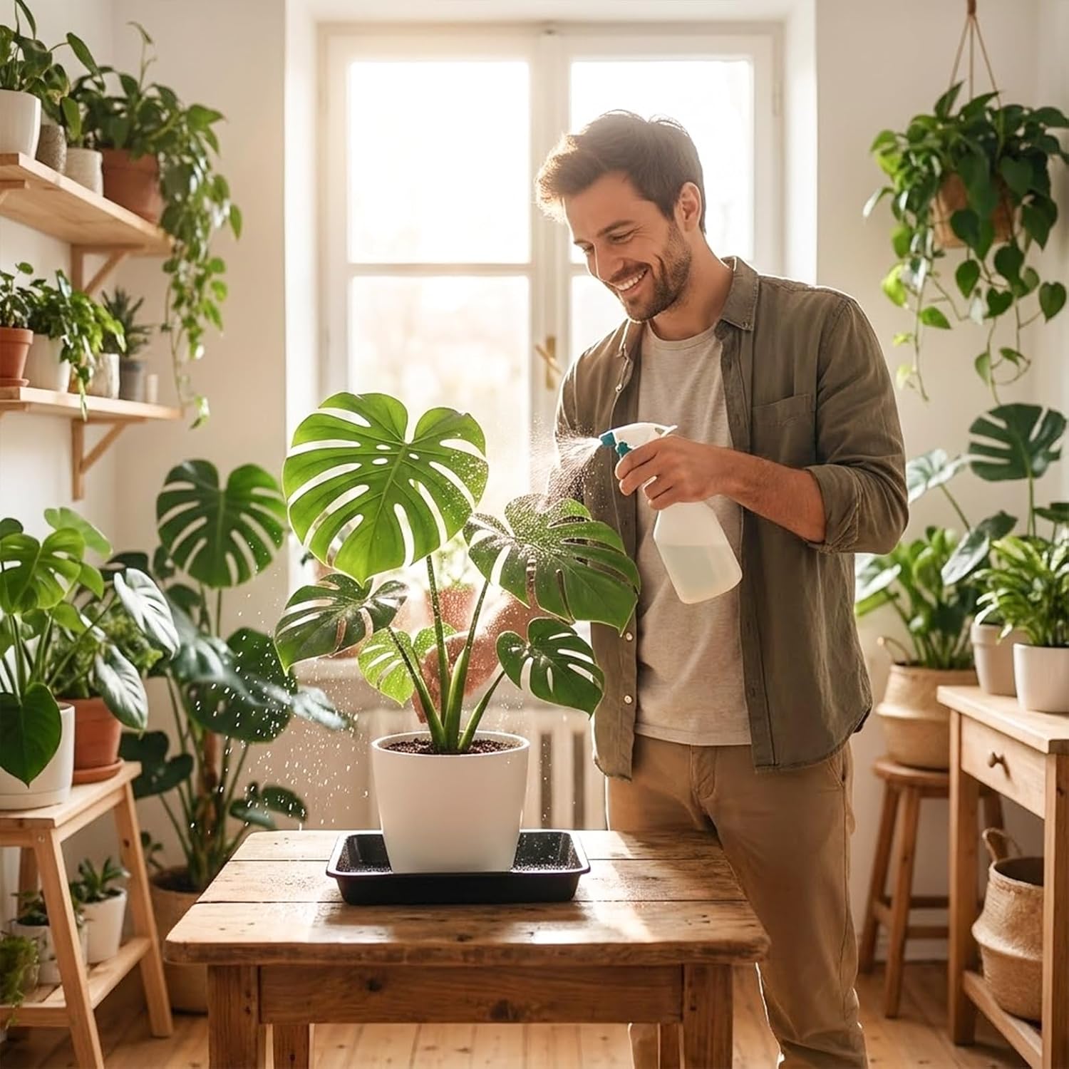 10 Pack Square Plant Saucer 18 Inches Plant Trays for Pots Plastic Round Drip Trays Flower Pot Saucers Black Planter Water Tray Plant Drainage Tray, Black