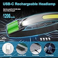 Vista 4 de Paquete de 2 faros delanteros LED recargables, iluminación de 230 de haz ancho, linterna para adultos, faro delantero con sensor de movimiento