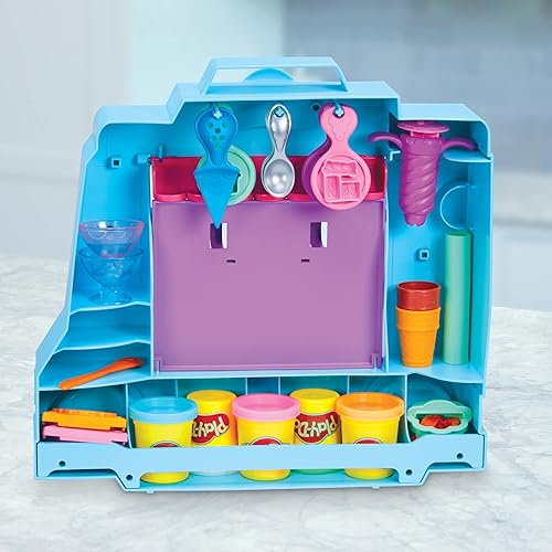 Miniatura 7 de Play-Doh Kitchen Creations - Juego de camión de helado para niños, 20 accesorios de cocina, 5 colores, juguetes preescolares para niñas y niños de 3