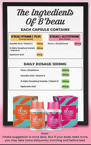 Miniatura 2 de B'Beau L-glutatión 500mg y cápsula de vitamina C de B'Beau