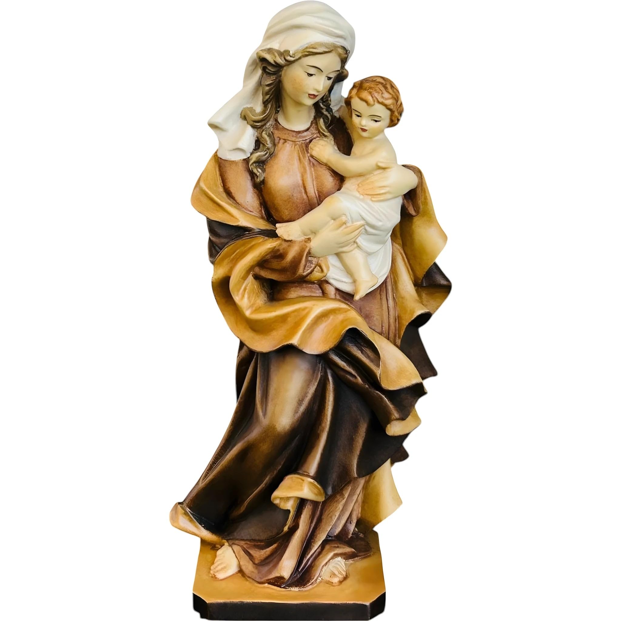 Dolfi | Matka Boża Serca z dzieckiem 40 cm | Naturalne drewno w Val Gardena | Figurka szopka