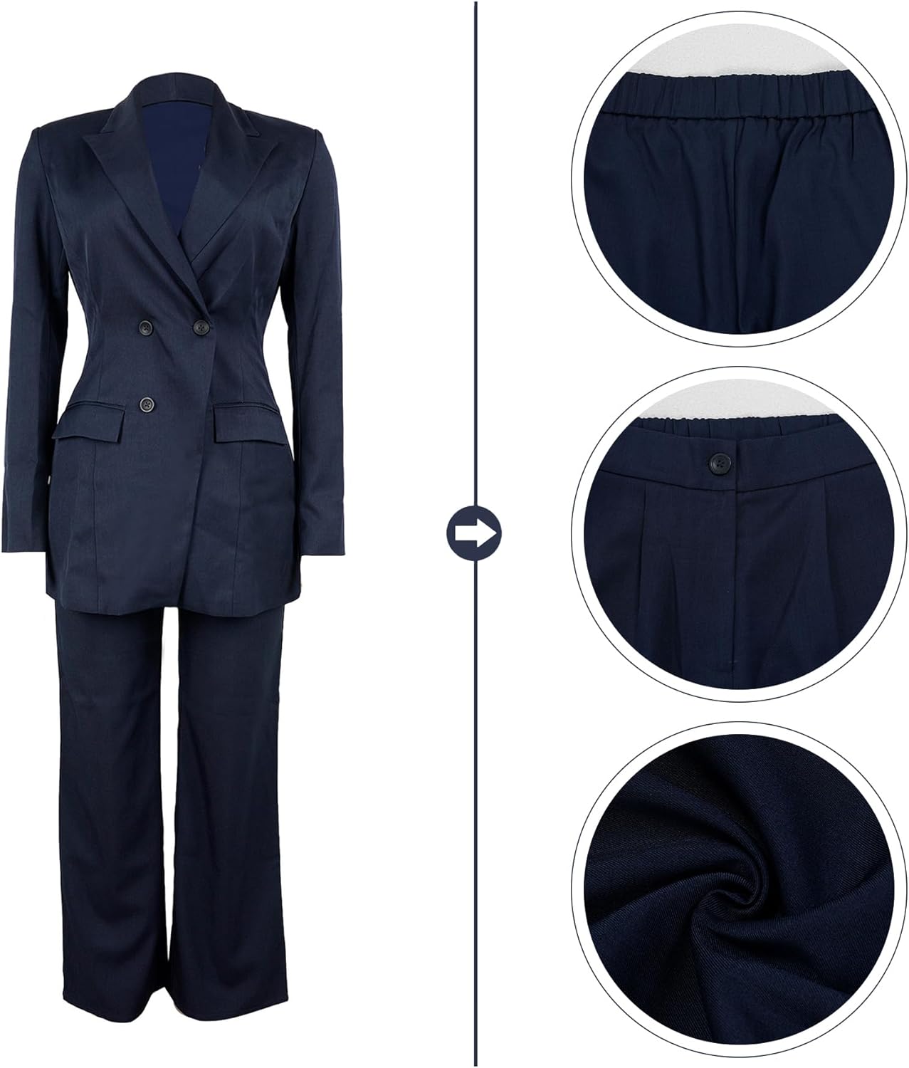 Tcremisa Blazer Sets for Women 2 Piece Pants Suit Dressy Double Breasted Blazer Pants Set Business Office Outfits