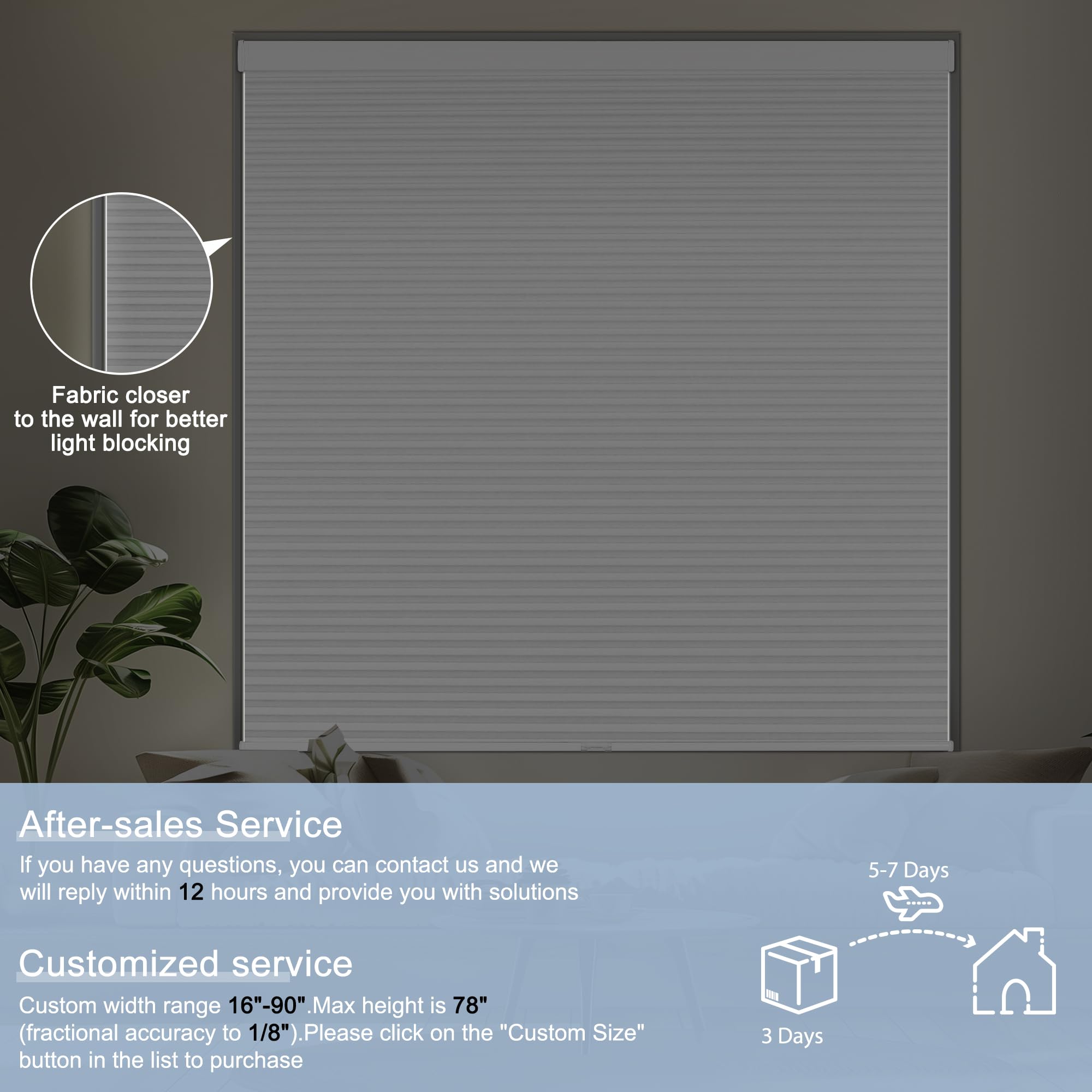 BERISSA Custom Cellular Shades Cordless, Blackout Cellular Window Blinds, Pull Down Blackout Blinds Honeycomb Indoor Windows Shades for Home Office Bedroom, Easy to Install, White