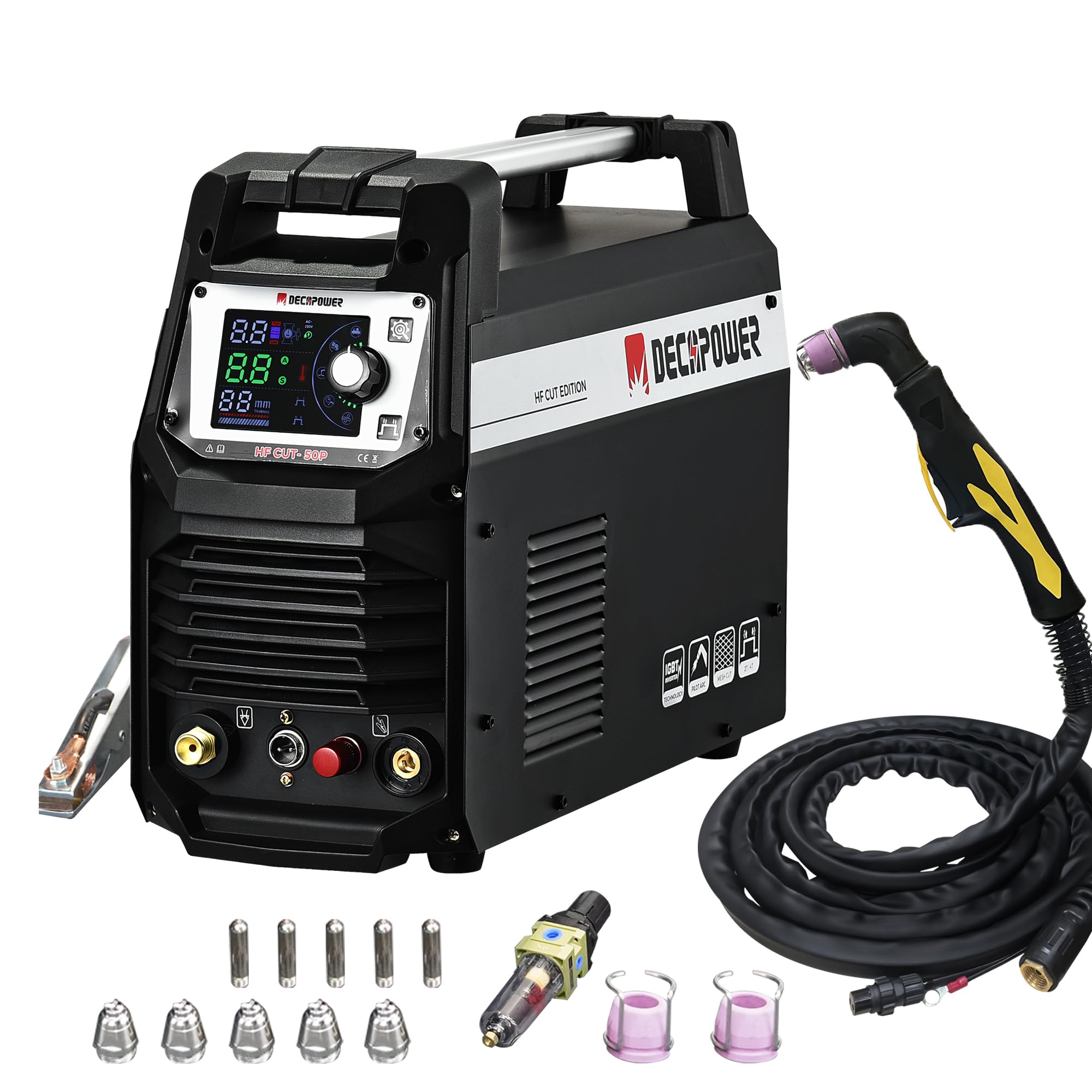 DECAPOWER macchina da taglio al plasma ad arco con driver HF CUT-50P 50Amp 220V Con arco di impatto del driver Taglio (Accessori standard)