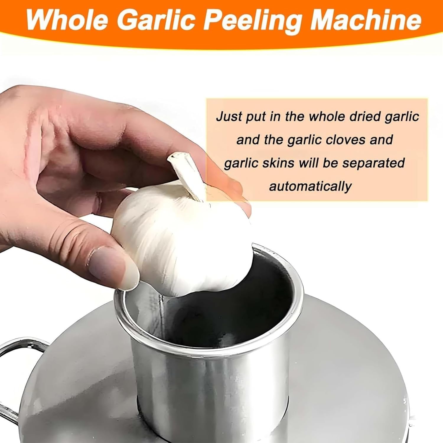 200w Peeling Stainless Steel Commercial Whole Garlic Peeling Machine, Electric Garlic Peeler Machine 110V/220V, Electric Garlic Separator for Home Grain Separator Restaurant