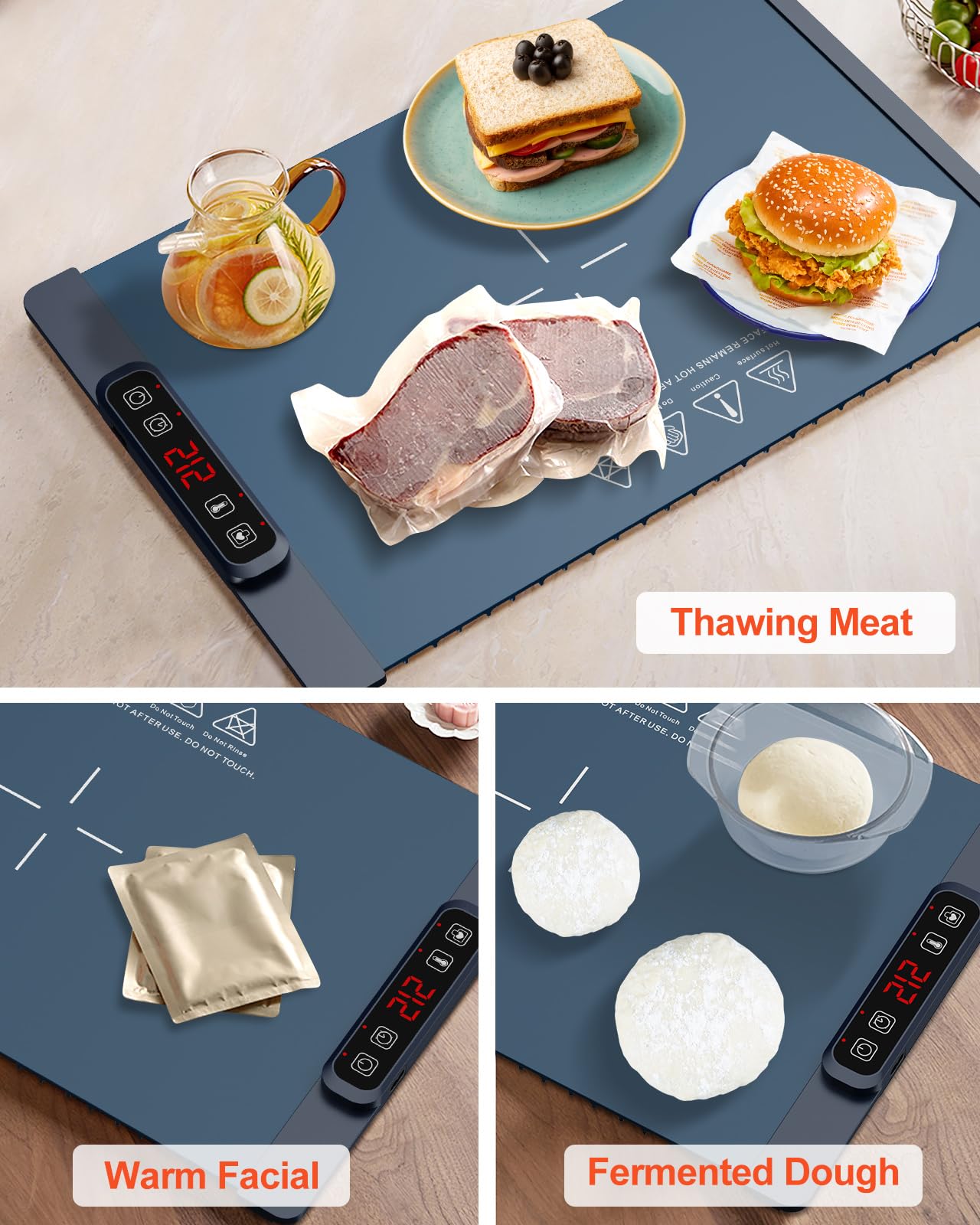 Vassoio Riscaldante Elettrico pieghevole portatile in silicone, 60-100 ℃, vassoio di riscaldamento alimentare, facile da pulire con materiale nano, per buffet, feste, scongelamento