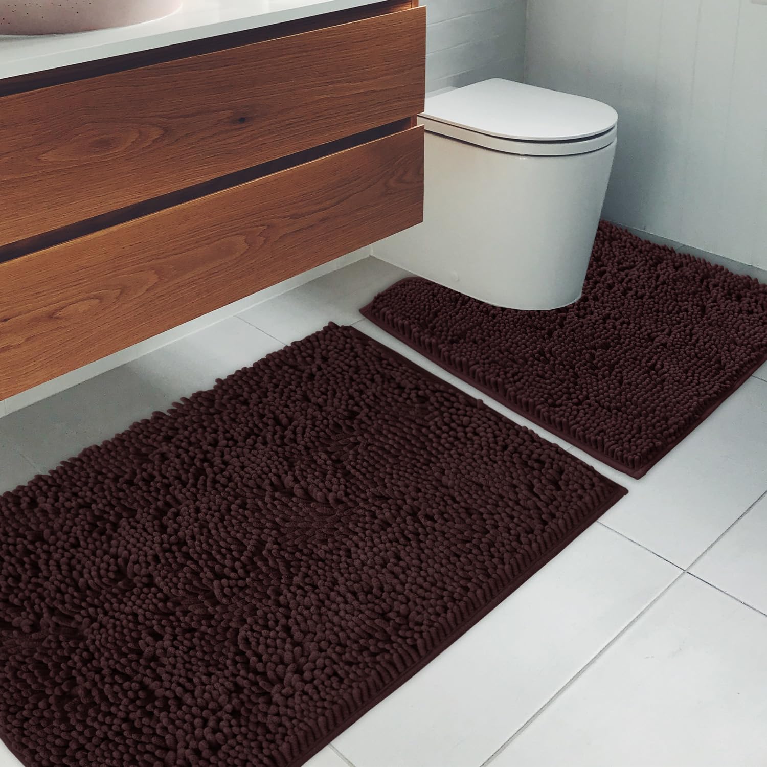casa pura Chenille Badmat, 50 x 80 cm, antislip, wasbaar en geschikt voor de droger, zachte badmat voor badkamer en douche