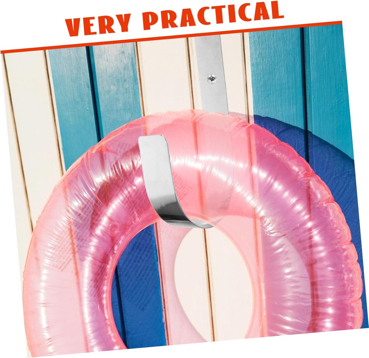 OUNONA 3pcs Stainless Steel Life Ring Hanger Pool Float Hooks Boat Safety Ring for Boats Pool Pole Hook Multi-use