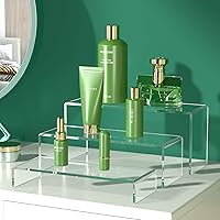 Vista 5 de HIIMIEI Elevador de exhibición de acrílico, 3 escalones de 9 pulgadas, elevadores de acrílico grandes, estante de exhibición rectangular