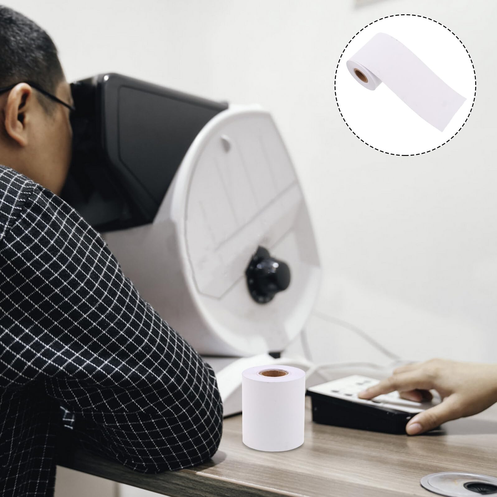 Abaodam 8 Rollos Rollo de Papel Térmico para Impresora Óptica 8 Unidades Tamaño Grande 2 Pulgadas Ancho Papel para Impresión de Recibos Tarjetas Crédito Accesorios Optometría Uso
