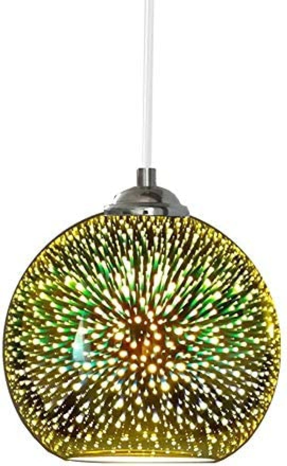 Hehexiqh Gold Creative Personality Led Color 3D Glass Chandelier Spherical Fireworks Glass Lampshade Ceiling Chandelier E27 Lamps Restaurant Decoration Chandelier Bar Hotel Chandelier,,30Cm