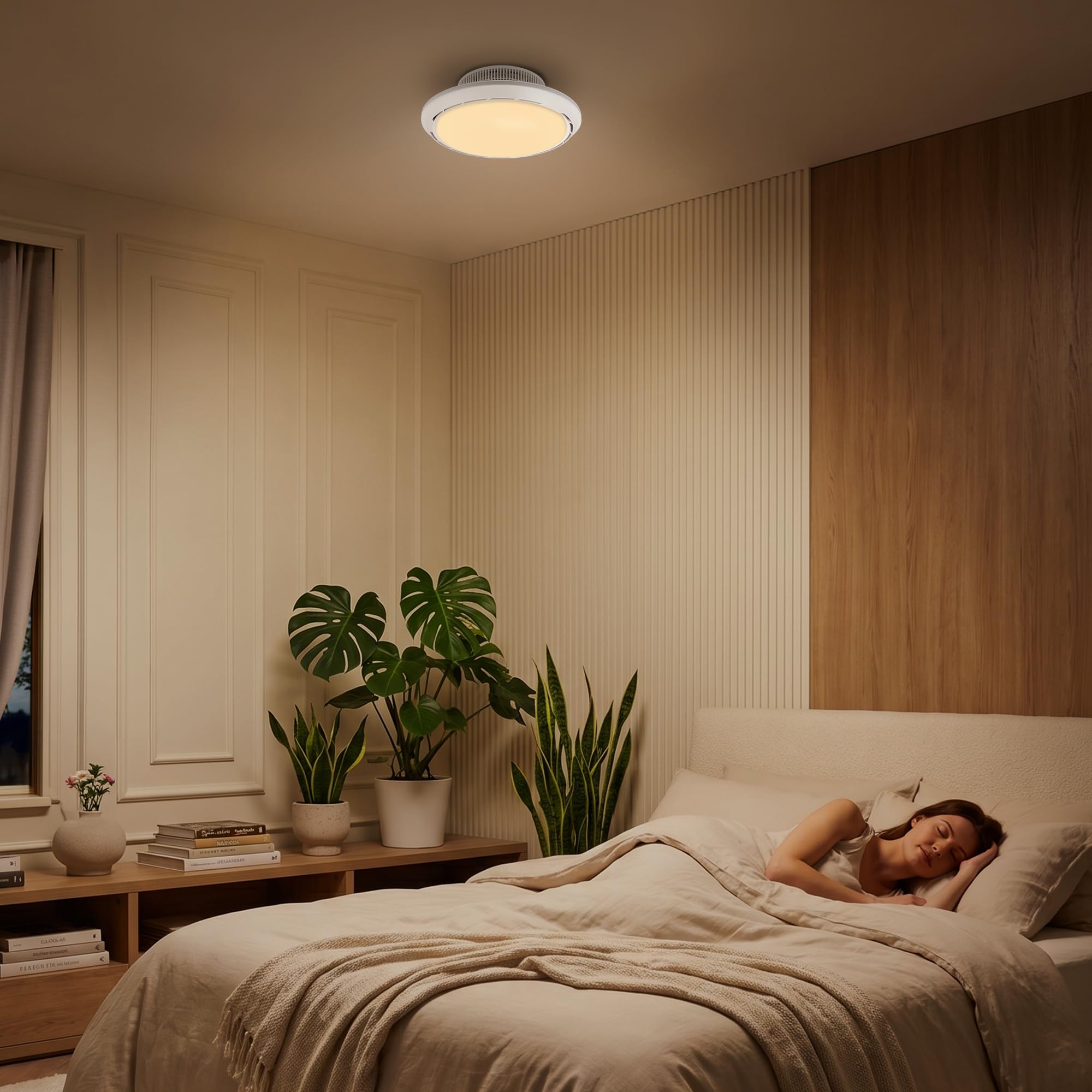 BRILONER - Ventilatore da soffitto con luce LED, telecomando, 6 velocità, CCT e luminosità regolabile, lampadario ventilatore da soffitto, lampadario, camera da letto, 44 cm, bianco
