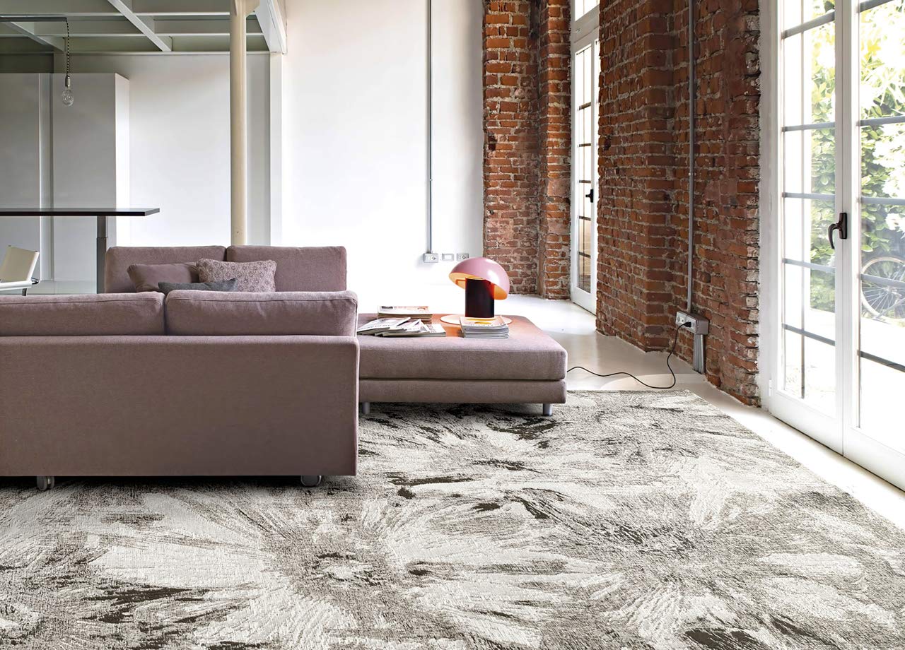 BIANCHERIAWEB Alfombra de salón de Terciopelo Antideslizante DIS Fior Di Loto Color Negro Suardi
