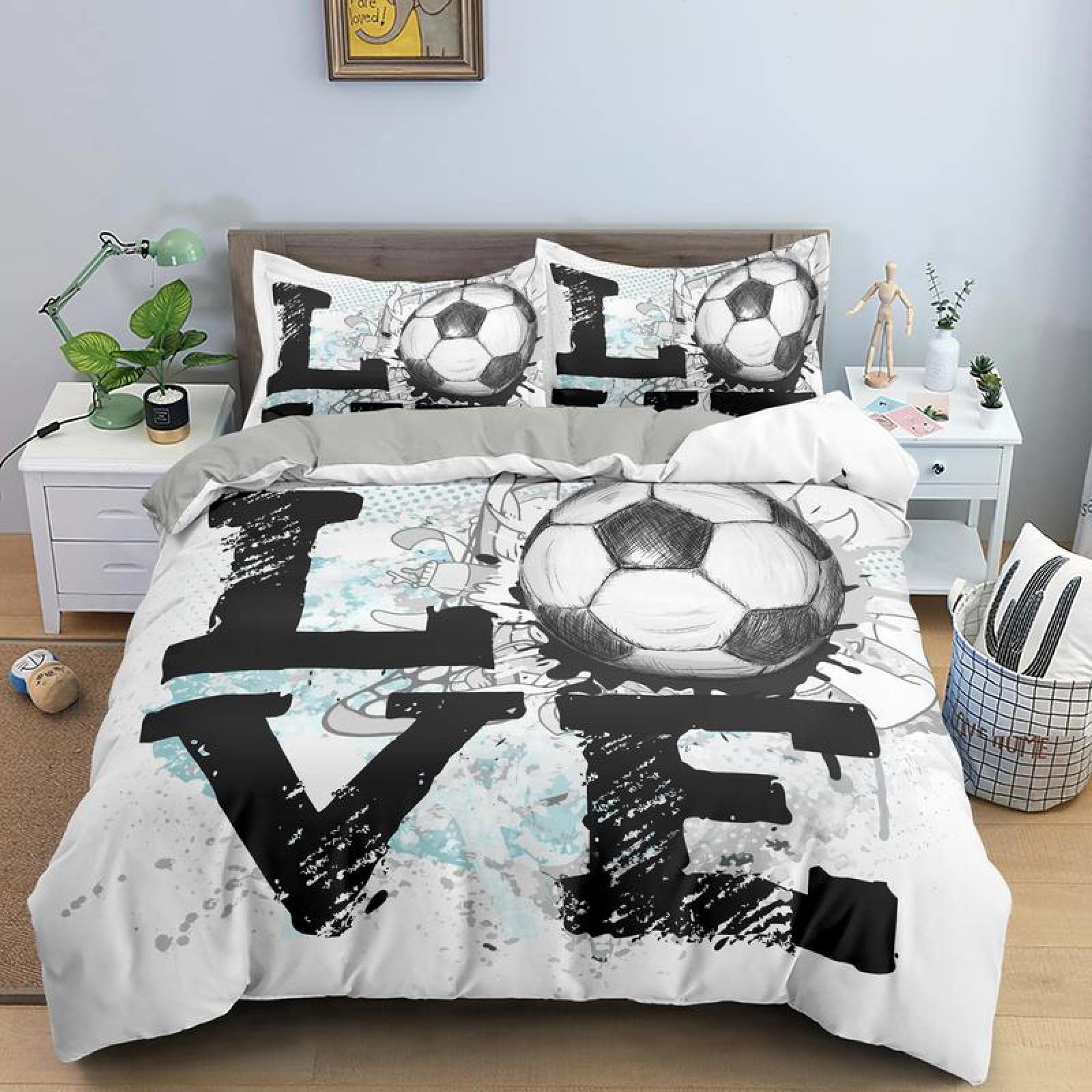 Parure de lit 90x190 enfant blanche avec housse de couette et taie