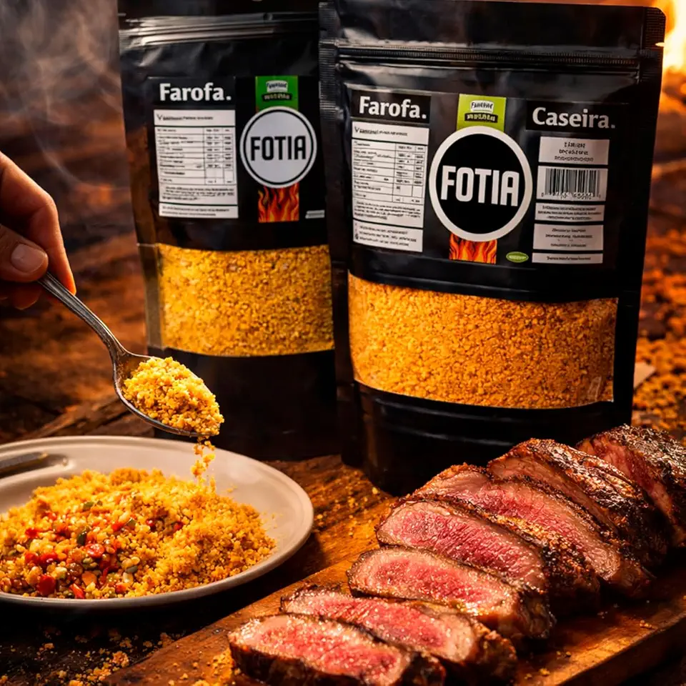 Kit Farofas para Churrasco, 2 Sabores, Vinagrete e Caseira, Crocante Pronta para Servir 300g - FOTIA