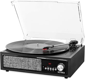 Victrola 3-in-1 Bluetooth Record Player with Built in Speakers and 3-Speed Turntable, Black (VTA-67)