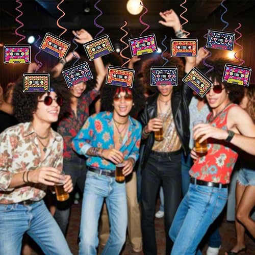 Miniatura 8 de Decoraciones de fiesta de los años 80, estilo retro de los años 80, hip hop, música, fiestas, espirales colgantes, montados y listos para usar,