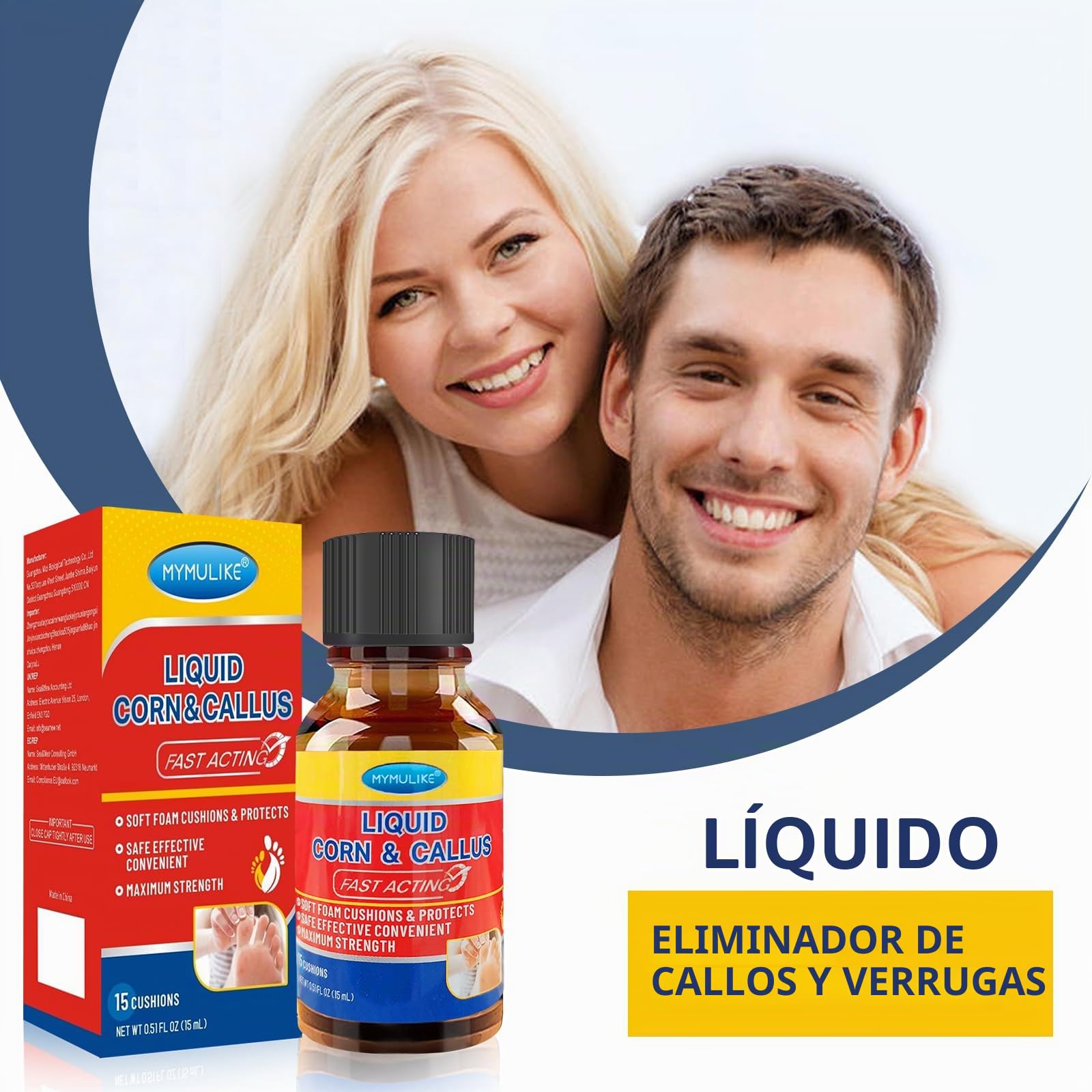MYMULIKE Liquid WART&CORN REMOVER, 15 ml Wart Remover, Solución contra callos y callosidades, eliminador de verrugas, alivio del dolor de maíz y cuidado de los pies, eliminación de verrugas