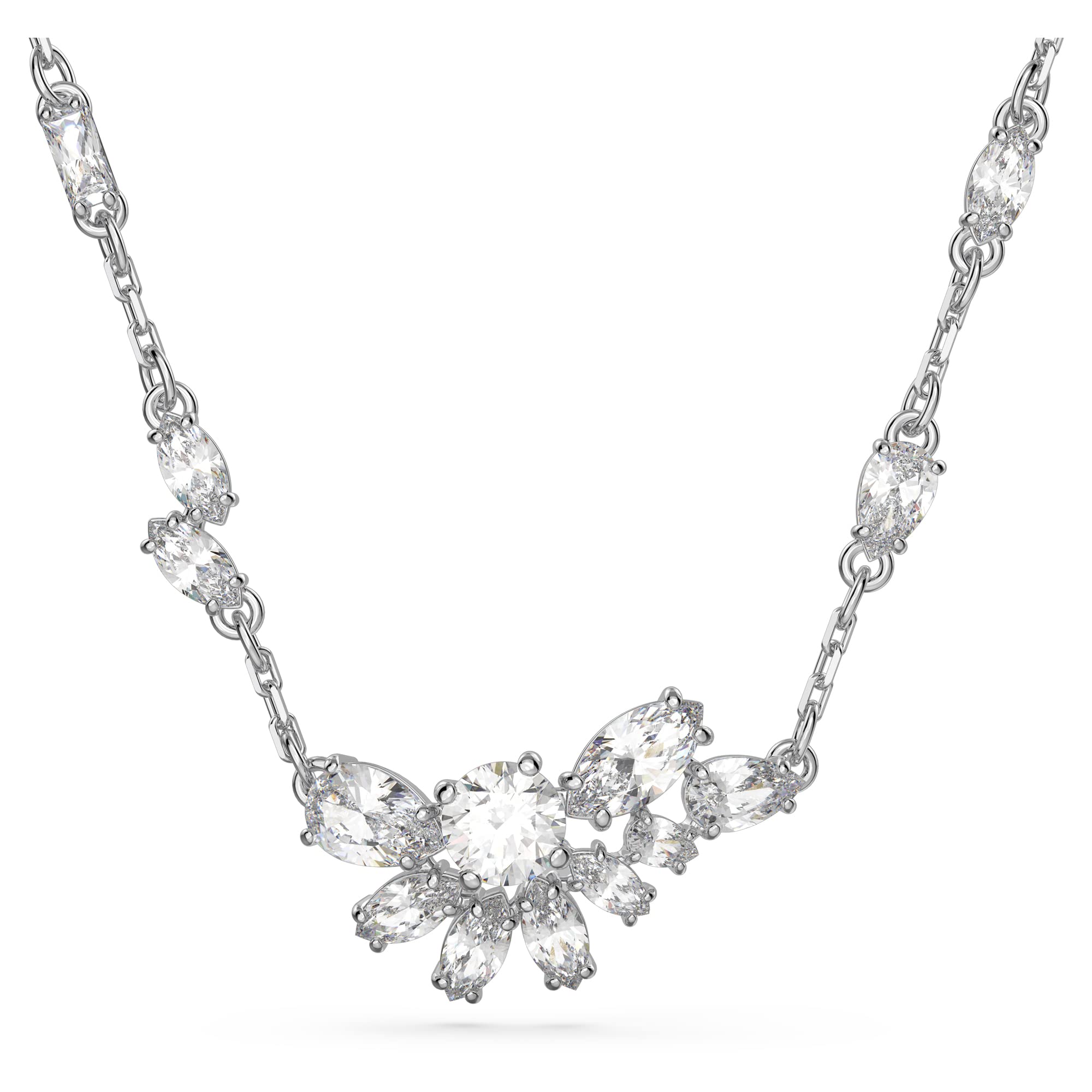 SwarovskiGema pendant, Mixed cuts, Flower, Green, Gold-tone plated