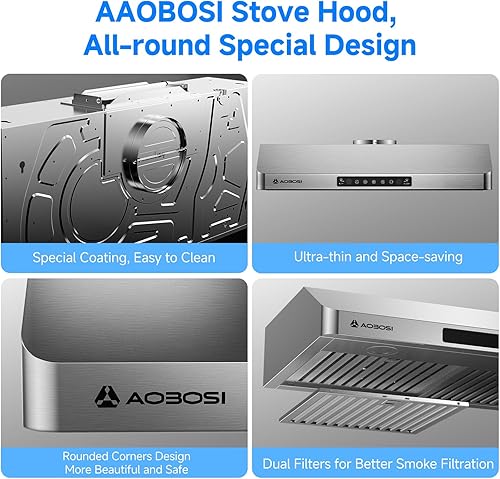 Miniatura 4 de AAOBOSI Campana extractora de 30 pulgadas debajo del gabinete, detección de gestos de 700 CFM, control táctilactualización del motor de bajo ruido,