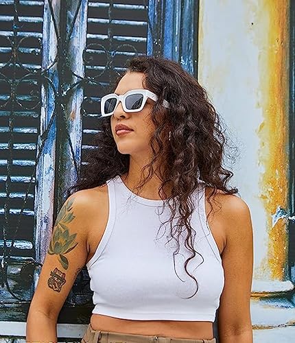 Miniatura 3 de HJSTES Lentes de sol cuadrados vintage para mujeres y hombres, marco cuadrado grueso retro, de gran tamaño, protección UV400