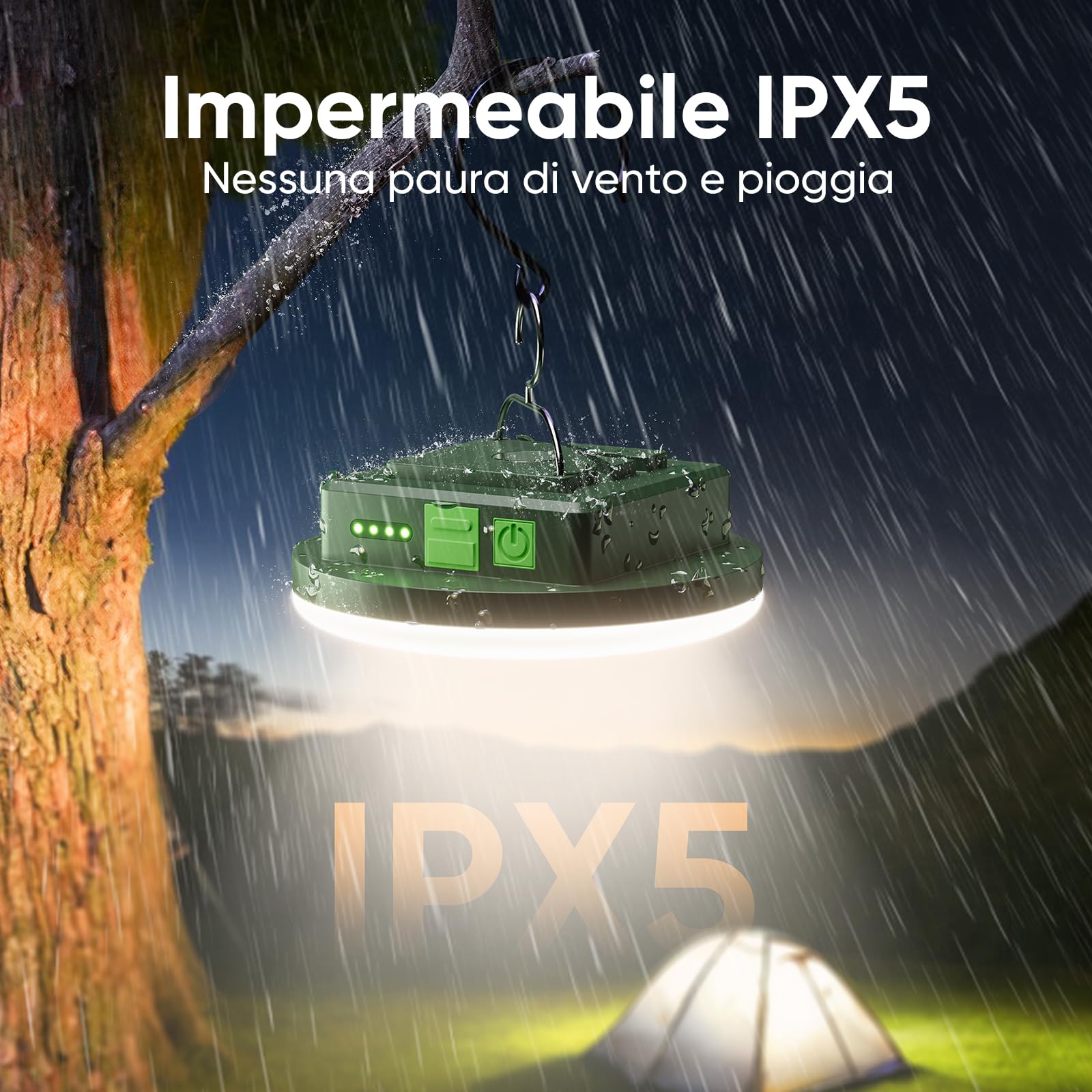 Eventek Lampada Campeggio 12000mAh, 4000LM Ultra Bright LED Luce Campeggio con 4 Modalità e Magnetico, IPX5 Impermeabile Portatile Lampada Ricaricabile per il Tenda, Emergenza, Escursioni