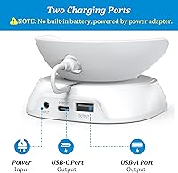 Vista 4 de PlusAcc Soporte para Pop con puertos de carga USB-C y USB-A, estación base de soporte de mesa para cargar teléfonos celulares y auriculares, base