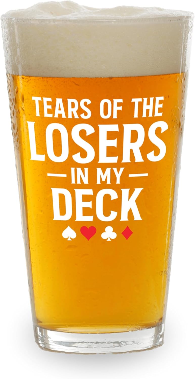Euchre Pint Glass 16oz -Tears of U - Euchre Gifts For Euchre Card Game Set Score Keepers
