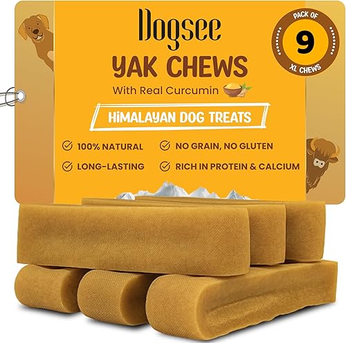 Miniatura 12 de Dogsee Masticadores de queso de yak del Himalaya con cúrcuma para perros 1lb (Grande - 4 barras) 100% totalmente natural Golosinas para razas