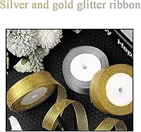 Vista 5 de Cinta de Purpurina Dorada de 2 Pulgadas, 25 Yardas de Cintas de Tela Metálica Brillante para Envolver Regalos, Decoración de Bodas y Fiestas