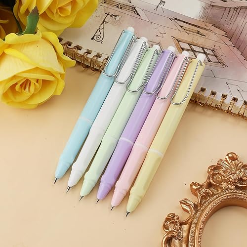 Miniatura 3 de LUTER 6 bolígrafos estilográficos retráctiles con 10 bolsas de tinta, prensa de tinta de secado rápido, bolígrafo de escritura de tinta recargable,