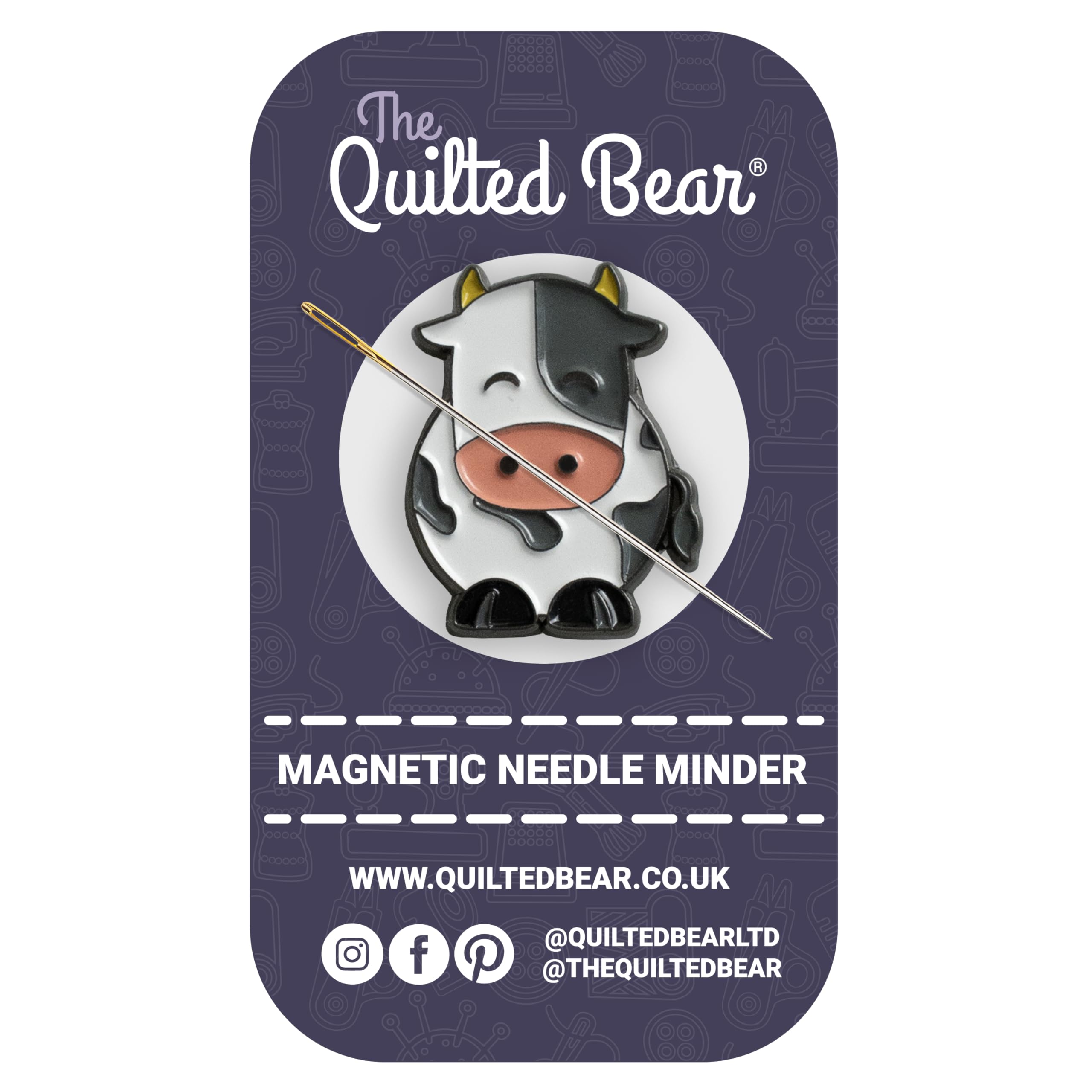 The Quilted Bear Cow Magnetic Needle Minders – Enamel Needle Keeper For Sewing, Embroidery & Cross Stitch Accessories | Secure Holder For Sewing Pins & Needles (Cow)