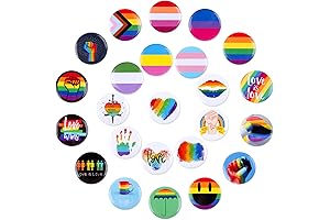 Pride Buttons: 24 Pack of Round Rainbow Pride Pins