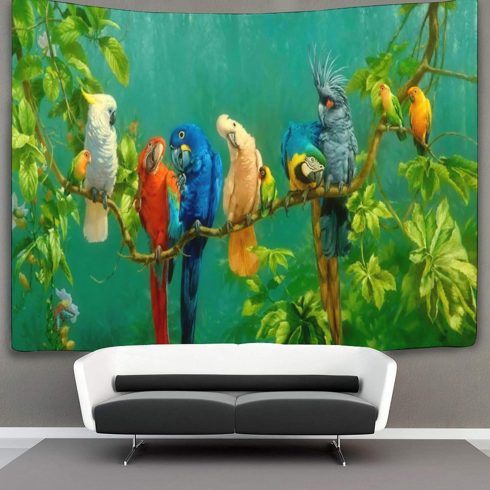 kaiyun Tropical Parrots Tapestry Birds Animals Tapestries 3D Wall Hanging Home Decorations for Room 130cmx150cm