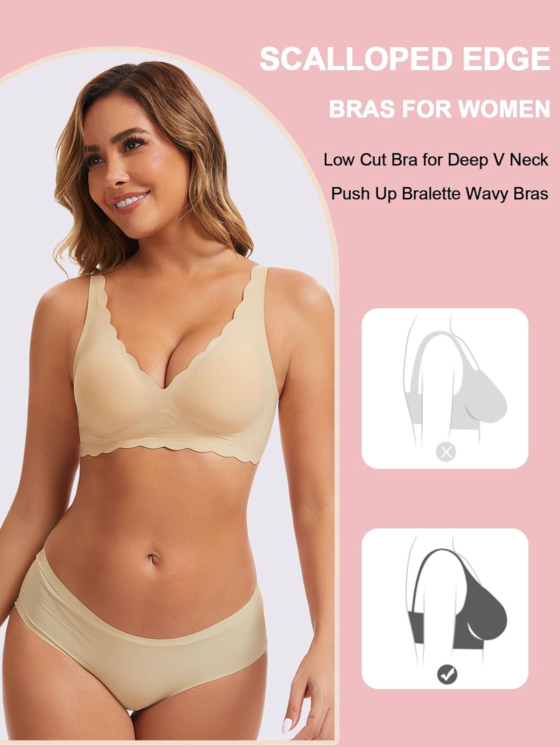 Deep V Bra Low Cut Sexy Push Up Bralettes for Women Padded Comfy Smoothing Wireless Lifting Bras Seamless Bralette - Image 5